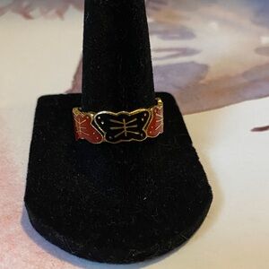 Cloisonne Ring- Red and Black